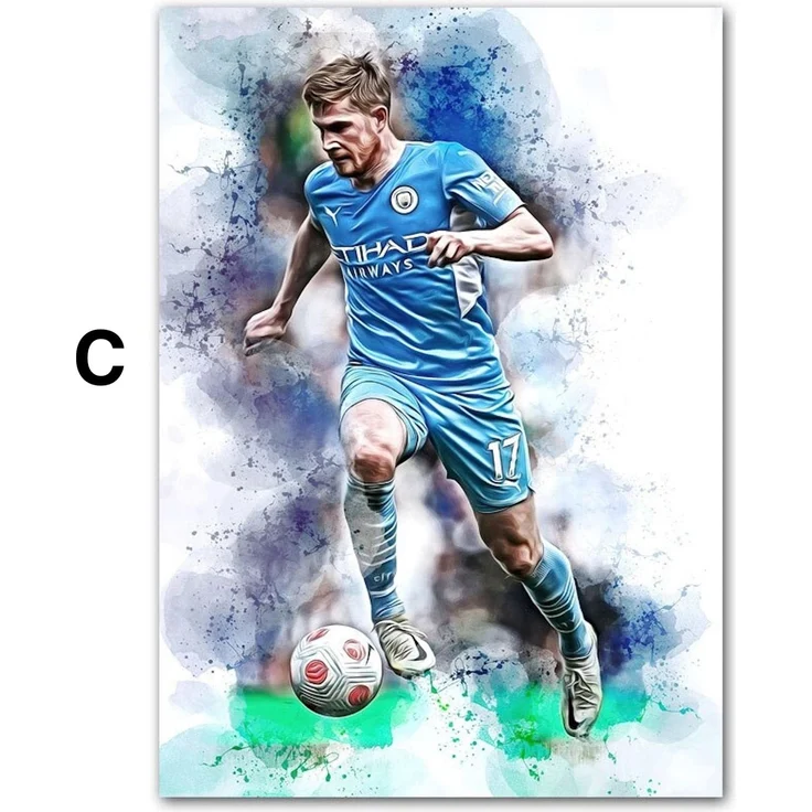 Poster Fußballspieler Lionell Messi & Christiano Ronaldo Tor Jubel als Deko Print ohne Rahmen - C / 40 x 60 cm