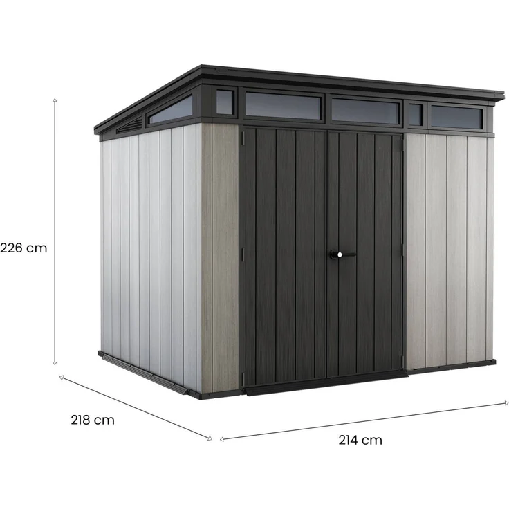 Dmora Gartenhaus Cobourg, Gartenhütte, Gartenhaus, Werkzeugschuppen, 214x218 h226 cm, Grau – Bild 3