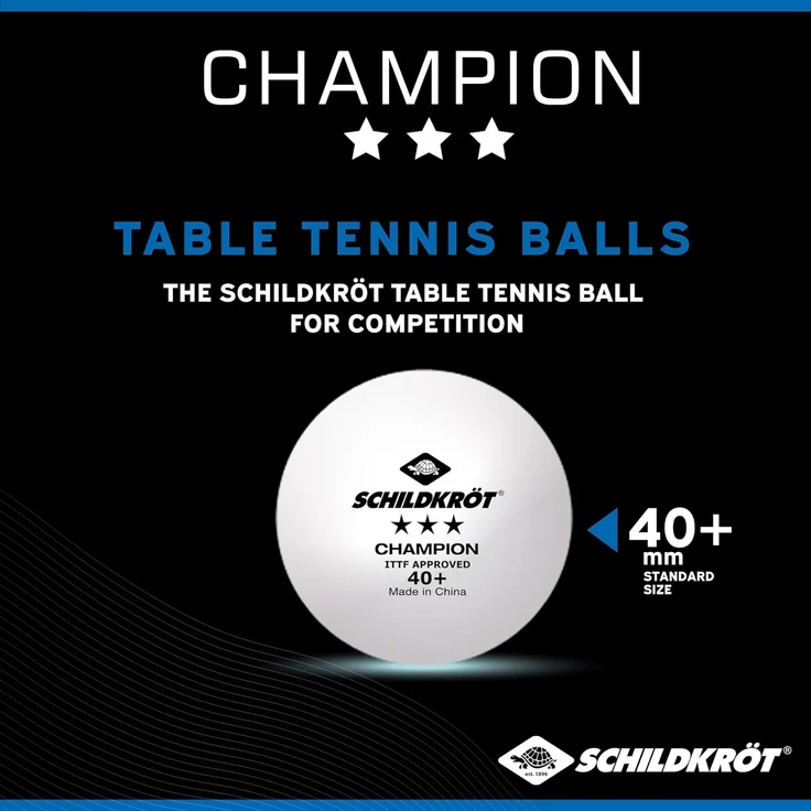 Tischtennisball 3-Stern Champion ITTF, Poly 40+ Qualität, 3 Stk. im Karton, Weiß – Bild 3