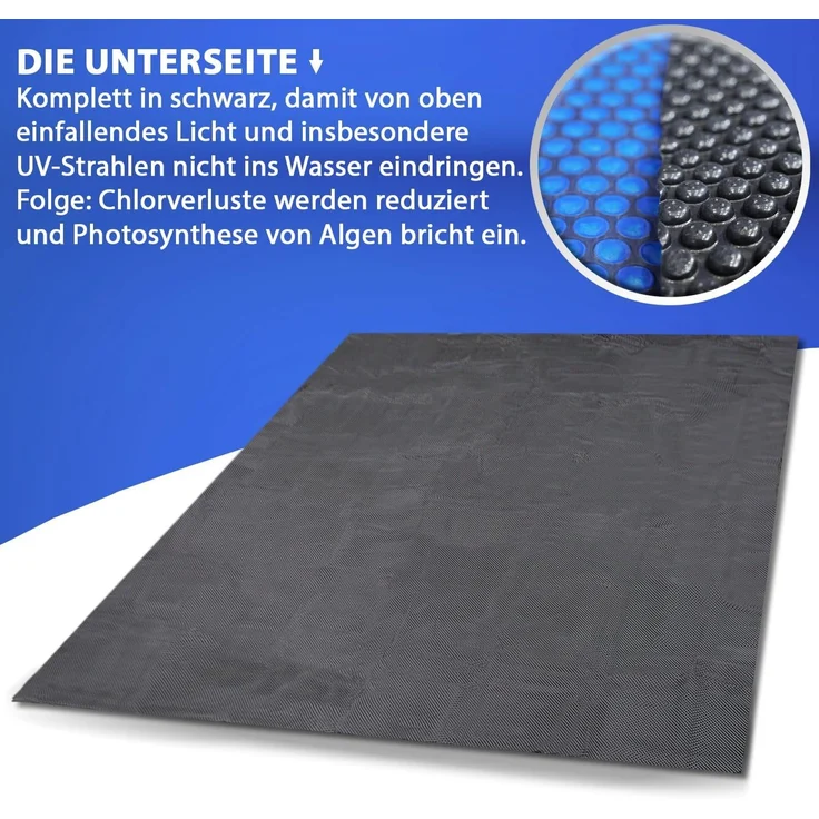 Poolpanda Pool Solarfolie 400 x 200 cm Elite rechteckig | 400 my | schwarz/blau | 15 mm Luftblasen – Bild 6
