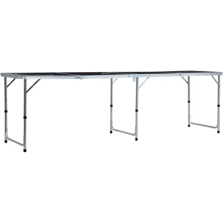 vidaXL Klappbarer Bier-Pong-Tisch, Aluminium schwarz, 60x240 x (54-76) cm
