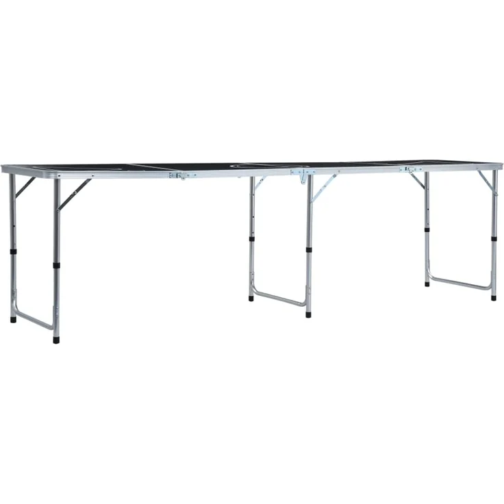 vidaXL Klappbarer Bier-Pong-Tisch, Aluminium schwarz, 60x240 x (54-76) cm – Bild 1