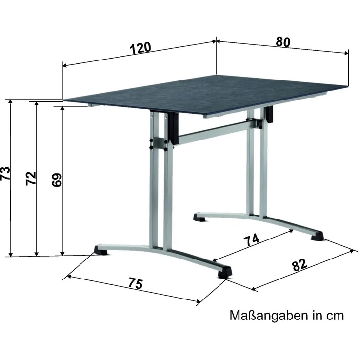 Sieger 5360-31 Boulevard-Klapptisch mit Polytec Tischplatte, Stahlrohr Beton, hell 80 x 117 x 120 cm – Bild 5