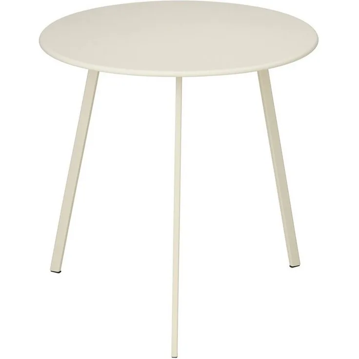 MICA Decorations Seattle Beistelltisch für Außenbereich - Runder Couchtisch - Pflanzentisch und Kaffeetisch - H45 x Ø38 cm - Metall - Cremefarben
