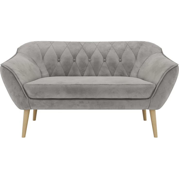 Polstersofa PIRS 2 Skandinavisches Sofa 2-Sitzer, Sofa mit Wellenfederung, Breite 140 cm, Buche Füße Hoher Sitzkomfort - Hellgrau Velvet – Bild 7