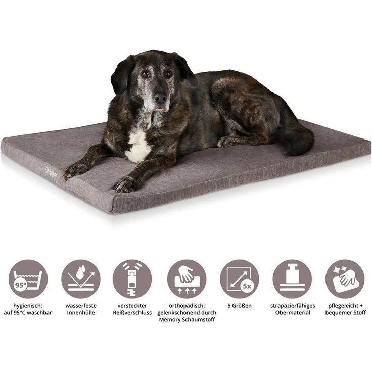 ONVAYA® Hundebett | Größe S | 62 x 44 x 5 cm | 95 Grad waschbar | orthopädisch | grau | wasserdicht | Hundekissen | Liegekissen | Schlafplatz | Tierbett | Ruheplatz | Hundematte | Hundematratze – Bild 3