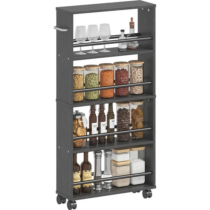 HOMCOM Servierwagen Rollwagen mit 4 Etagen, (Aufbewahrungswagen, 1 St, Küchenwagen), für Küche, Wohnzimmer, Schwarz – Bild 1