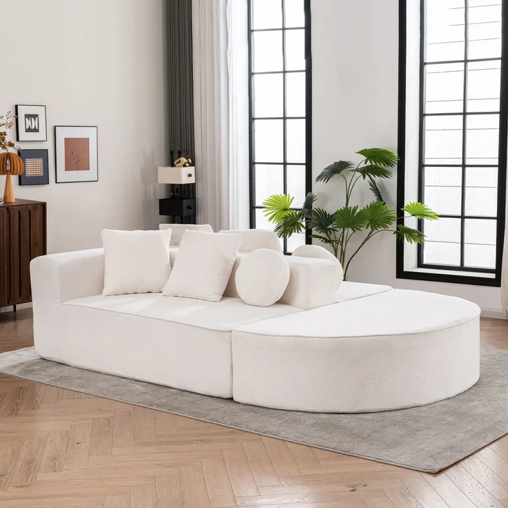 ZUBALIYA Modulares Sofa mit Chenille - Bezug, mit breiten Armlehnen, modular aufgebaut, mit Schaumstoffpolsterung – Bild 7