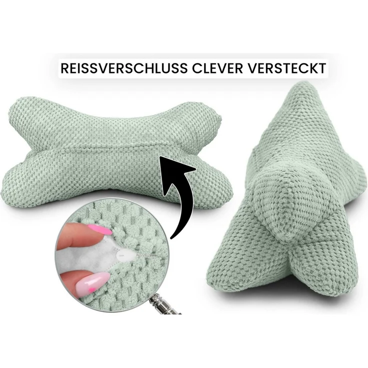 Amilian Nackenkissen Leseknochen 44x22 cm für Erwachsene - Lesekissen Knochenkissen Sofa, Leseknochen für Erwachsene, mit Bezug, weich, abnehmbarer Bezug, formstabil – Bild 3