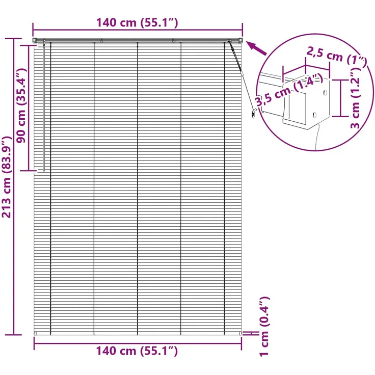 vidaXL Venezianische Jalousie Schwarz 213 x 140 cm 25 mm PVC 42003755 – Bild 10