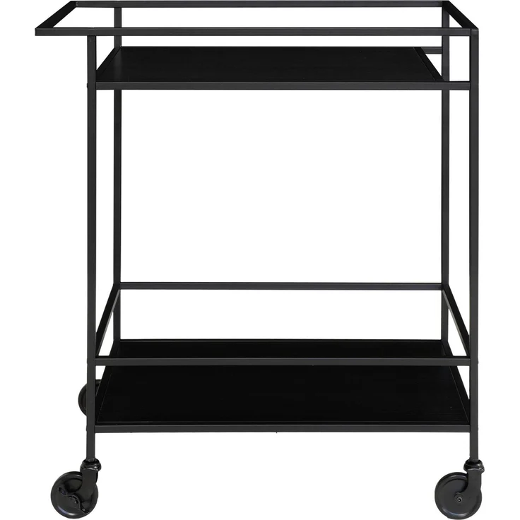 House Nordic Barwagen mit 2 Einlegeböden, schwarz, schwarzes Gestell, 68x40x79 cm – Bild 4