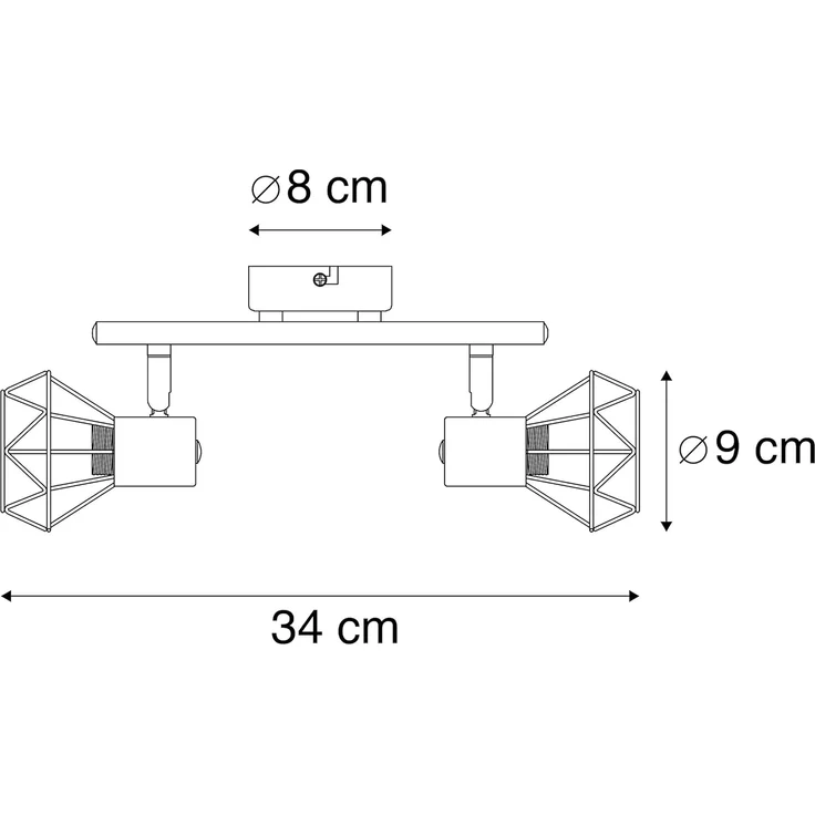 Qazqa LED Aufbaustrahler Mosh, ohne Leuchtmittel, E14, Messing, Modern, Stahl, 2-flammig – Bild 4