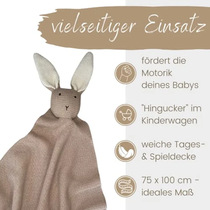 Babydecke DIKOS® Babydecke SCHMUSE-HASE Baby Geschenk Mädchen Junge Geschenkset, DIKOS, Geschenk zur Geburt, PREMIUM Qualität, 100 % BIO Baumwolle, nachhaltig – Bild 6