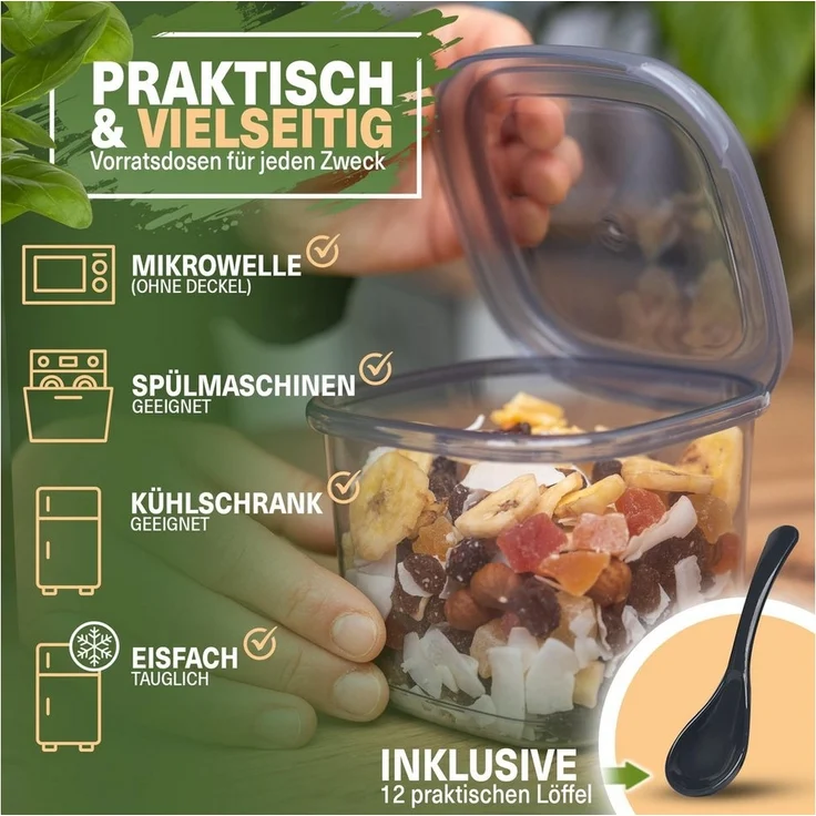Viwares Vorratsdose Vorratsdosen Mix Eckig - SERIE PEGGY, Polypropylen, (Mix Eckig, 36-tlg, Set) – Bild 2