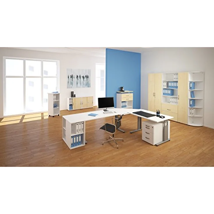 Garderobenschrank mit ausziehbarem Garderobenhalter, 80x42x216cm, Ahorn Weiß – Bild 5