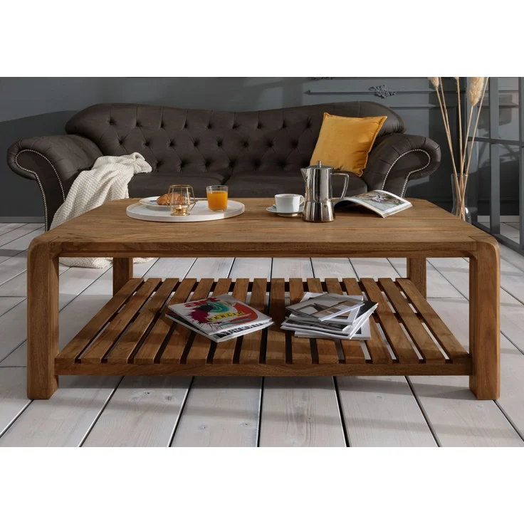 Couchtisch Sheesham 120 x 80 x 45 braun geölt BUENO #1001 – Bild 3