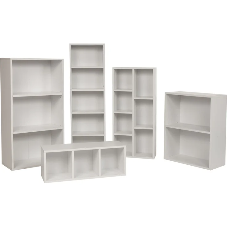 furni24 Breites Bücherregal mit 2 Fächern, Holzregal, Würfelregal, Aufbewahrungsregal, weiß, 60 x 31 x 77h – Bild 4