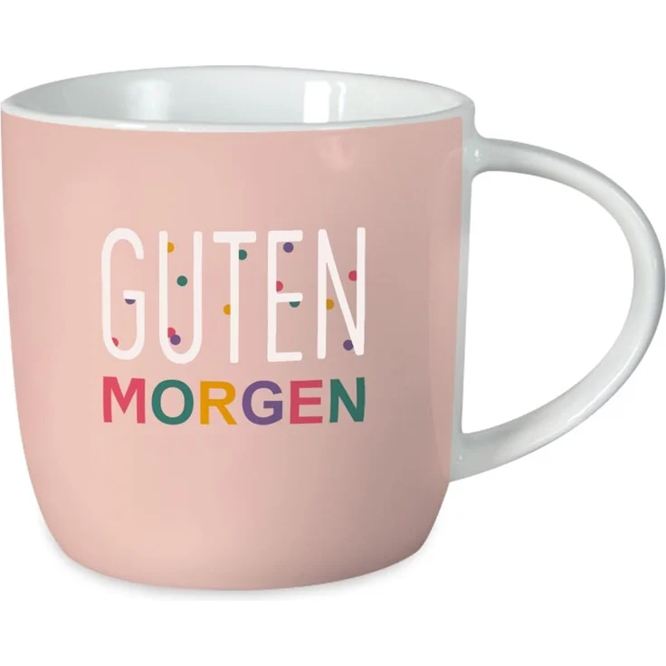 Grafik-Werkstatt Kaffeetasse mit Spruch 300 ml Porzellan Tasse Guten Morgen, Weiß