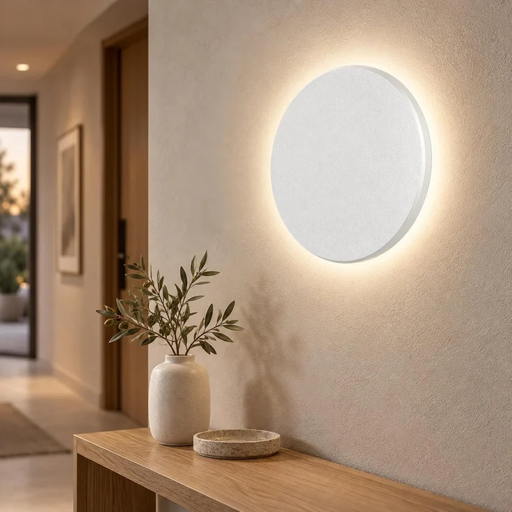 LED 12W Wandleuchte Designer Wandlicht Rund Weiß indirekte Beleuchtung IP65 3000-6500K – Bild 4