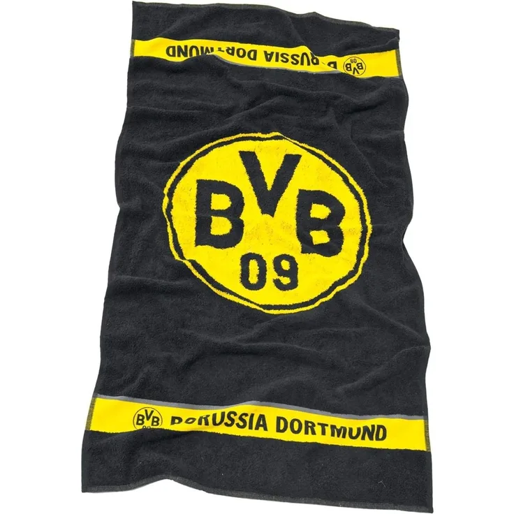 BVB Duschtuch BVB-Duschtuch Emblem 70x140 cm, Baumwolle (Set, 1-St), Mit gewebter Bordüre