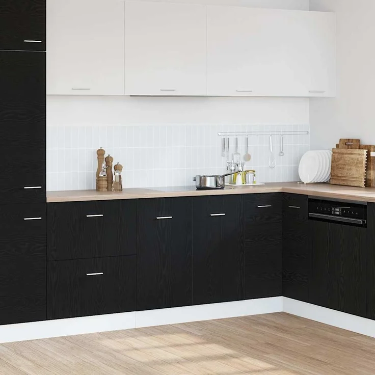 vidaXL Unterschrank für Spüle Schwarz Eiche 80x46x81,5 cm Holzwerkstoff 863227 – Bild 1