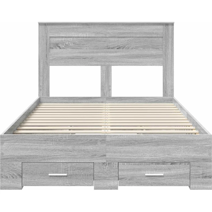 vidaXL Bettrahmen Graues Sonoma 135 x 190 cm Holzwerkstoff 3410000 – Bild 7