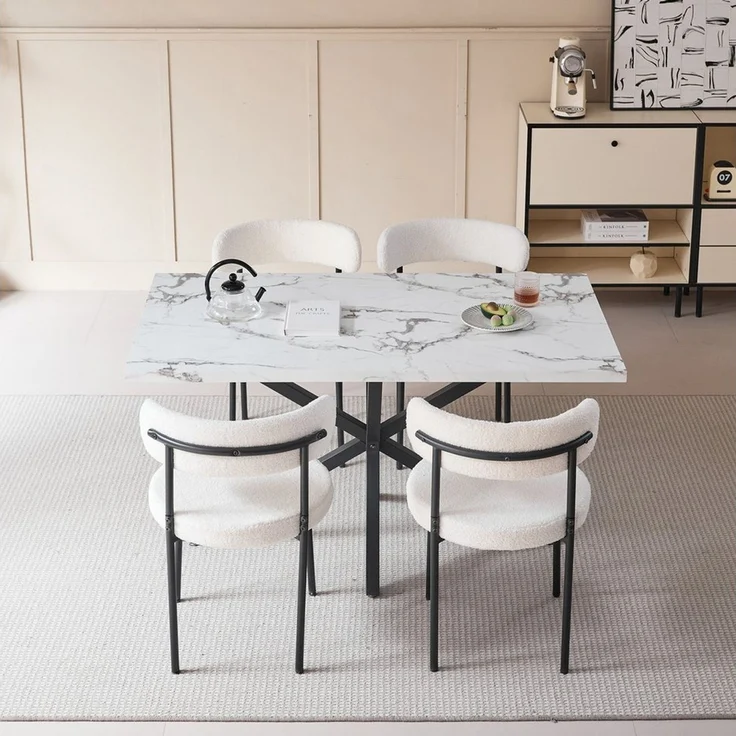 GrandCA HOME Esstisch Rechteckiger Küchentisch im Modernen Stil, aus MDF (1-St), 140 x 80 cm, Weiß – Bild 1