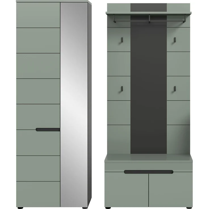 Garderobenkombination (B/H/T: 160x190x37 cm) in Smoke Green Nachbildung – Bild 2