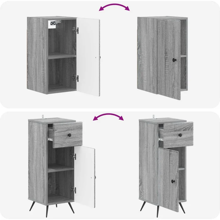 vidaXL 3-teiliges Badezimmer-Schranksystem BREDA Sonoma-Grau 3417807 – Bild 7