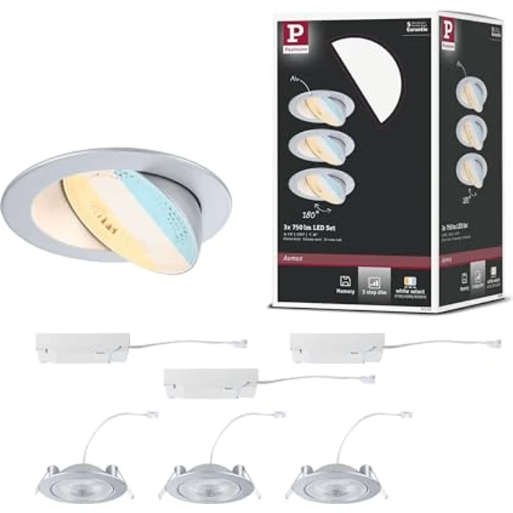 Paulmann 92256 LED Einbauleuchte White Select Aumus 3er-Set Chrom 3 Step Dimmbar – Bild 2