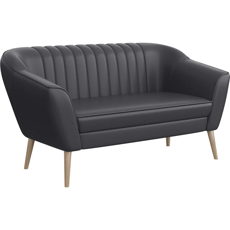 MEBLINI Sofa KAIA 2-Sitzer - Grau Kunstleder - für Wohnzimmer - Mini Lounge für zwei Personen - Küchensofa - Sofa Klein – Bild 1