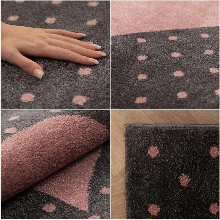 Carpettex Kinderteppich Herz-Design, Rund, Höhe: 10 mm, Teppich Kinderzimmer Herz Design Kinder Teppich Rosa Babyzimmer – Bild 4