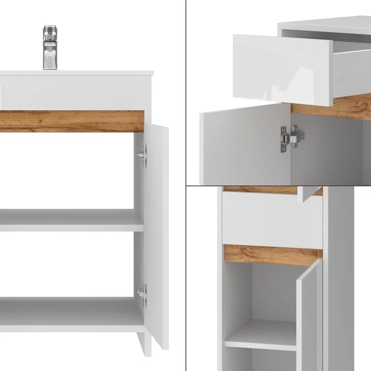 Badmöbel-Set Lemgo Weiß Hochglanz 5er-Set Vicco – Bild 6