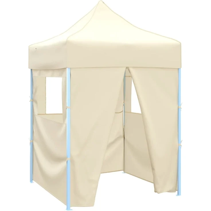 Profi-Partyzelt Faltbar, Gartenzelt mit 4 Seitenwänden 2x2 m Stahl Creme – Bild 1