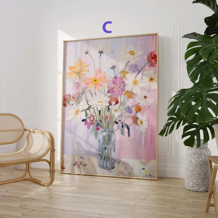 Blumen Poster · Geschenkidee · Romantische Wildblumen und Pastellblüten in Künstlerischer Aquarellmalerei · Dekoprint ohne Rahmen - C / 60x90 cm