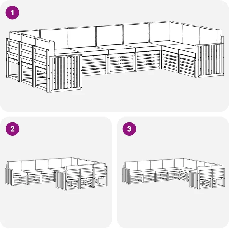 vidaXL Outdoor-Sofagarnitur 10 stk. 10-Sitzer Weiß und Hellgrau 3392581 – Bild 7