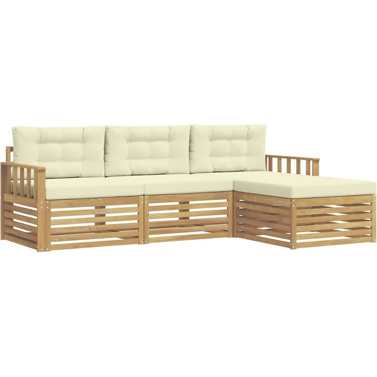 vidaXL Outdoor-Sofagarnitur 4 stk. 4-Sitzer Weiß und Creme Polyester 3390275 – Bild 2