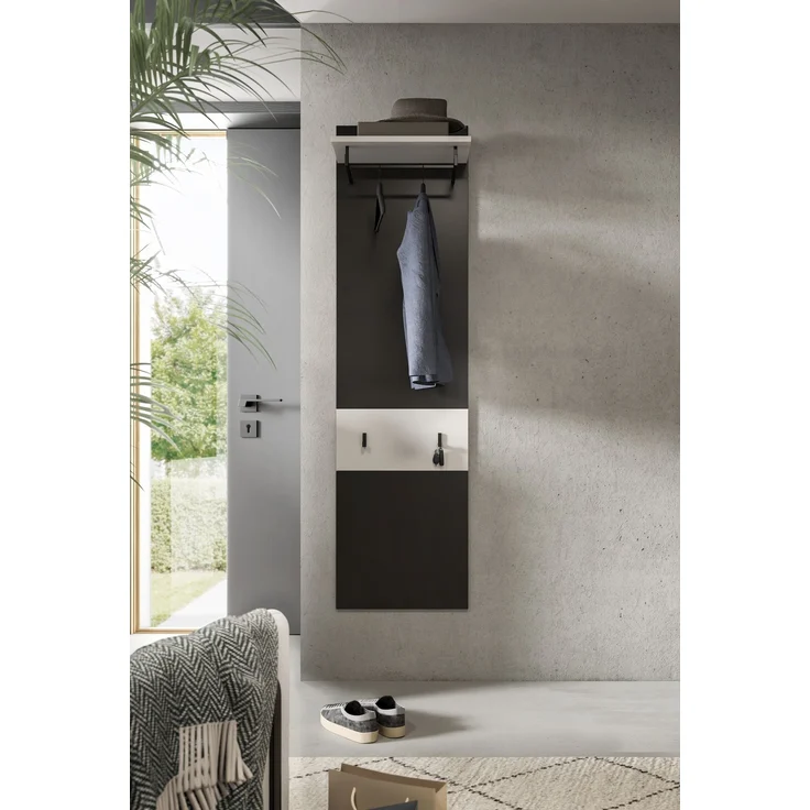 Garderobenpaneel >Canu< in Basalt Grau / Weiß - 45x165x29cm (BxHxT) – Bild 5