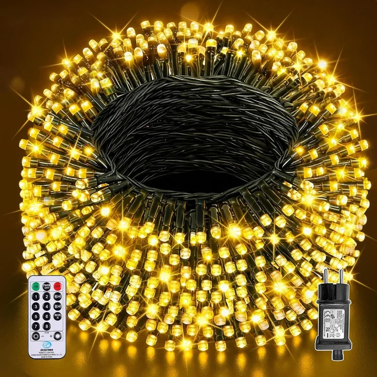 Auriostar Lichterkette Außen Weihnachtsbaum - 40M 400LED Lichterkette Outdoor Innen 8 Modi mit Fernbedienung Timer, IP44 Wasserdicht Lichterkette Strom für Party Garten Hochzeit Weihnachten Warmweiß