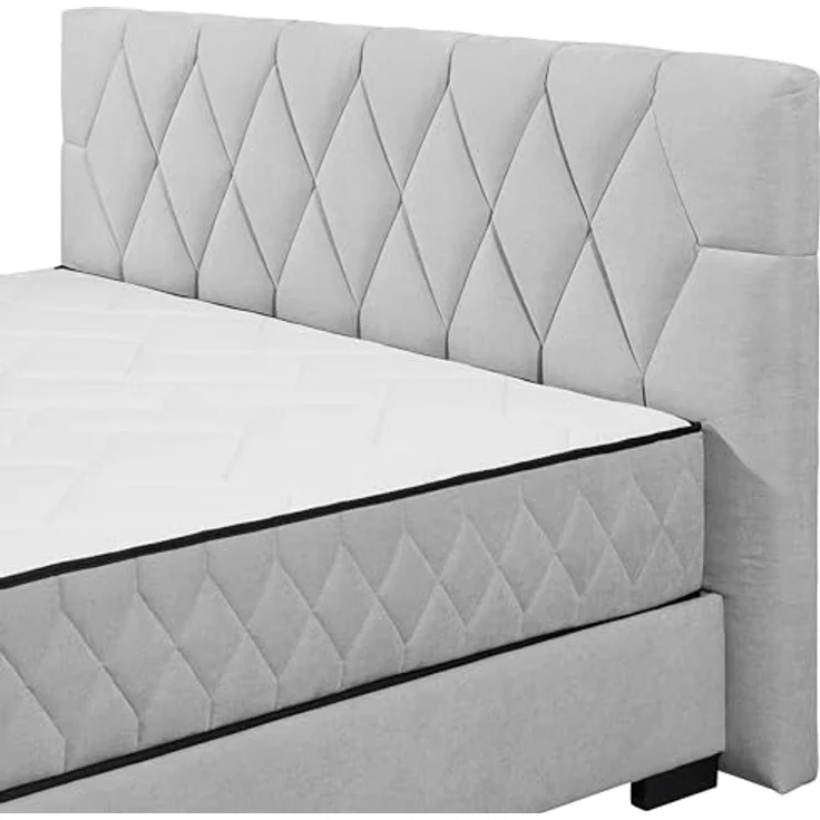 NAGOL B Boxbett 180x200, Silber - Bequemes Doppelbett mit Bettkasten und Premium 9-Zonen-Federkern Wendematratze - 205 x 114 x 214 cm (B/H/T) – Bild 7