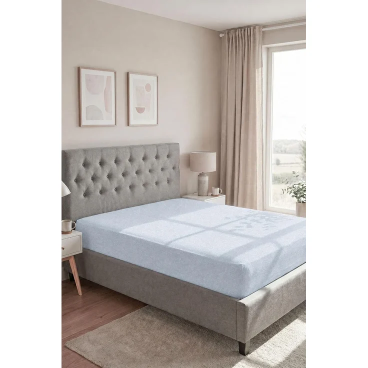 biberna Melange-Flanell Spannbetttuch 0841380 MELANGE UNI, ciel, 1x 90x190 cm - 100x200 cm – Bild 3