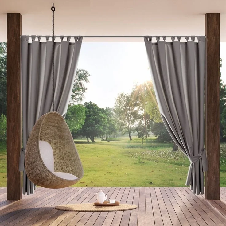 Eurofirany Terassenvorhang, Schlaufen, Wasserfest, Polyester stahl, 155X200 cm – Bild 2