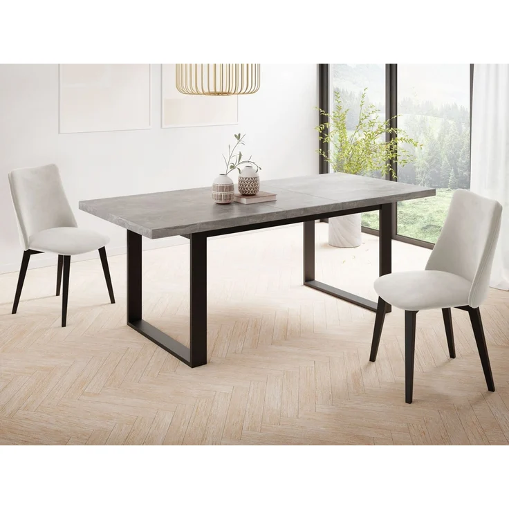 WFL GROUP Esstisch Valentino ausziehbar rechteckig loft mit schwarzen Metallbeinen (MADE IN EU, erhältlich in 3 Größen – 140/160/160 cm ausziehbar auf 180/200/240 cm), platzsparender Tisch in Holzoptik für Küche, Esszimmer oder Wohnzimmer – Bild 3