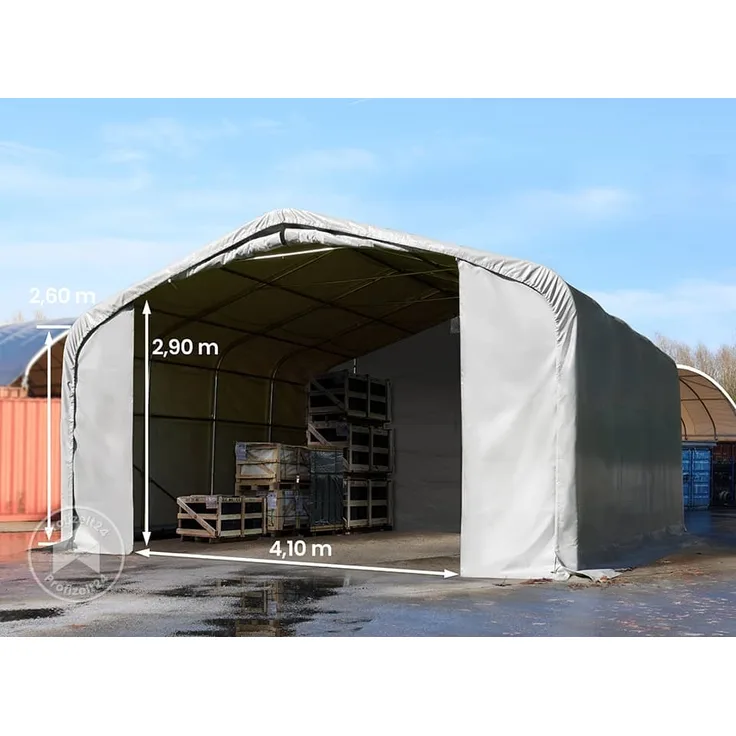 TOOLPORT Standsicheres Lagerzelt 6x6 m Weidezelt PVC Plane 850 N grau 100% Wasserdicht
