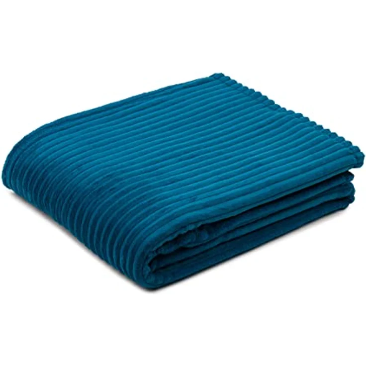 Wohndecke GÖZZE Decke FEINCORD petrol BT 200x150 cm türkis Wohndecke, Gözze – Bild 2