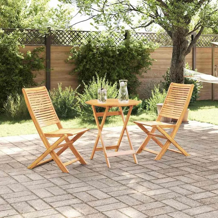 vidaXL Klapp Bistro Set 3 stk. Braun Massivholz Akazie 3375698