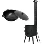 Ø49 Uchag 2mm stahl Utschak mit Schornstein Abzugsrohr Utschag Campingofen 22L Kazan Rund Kasan Feuerstelle Feldküche Außenküche Eintopfofen Gulaschkanone