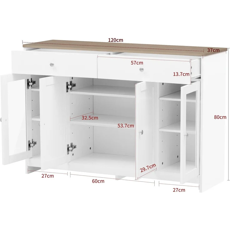 Sideboard 120/37/80 cm, Mehrzweckschrank, Beistellschrank, Küchenschrank – Bild 4