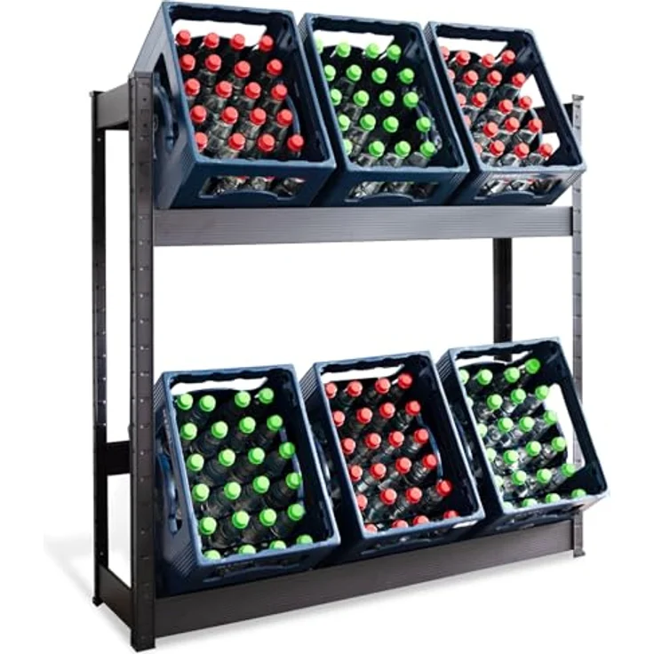 KARAT Getränkekistenregal für 6 Kisten - 110 x 110 x 30 cm - Getränkeregal, Kastenregal für Getränkekisten, Flaschenregal, Kastenständer - Regal für Getränkekästen (Osaka) – Bild 2