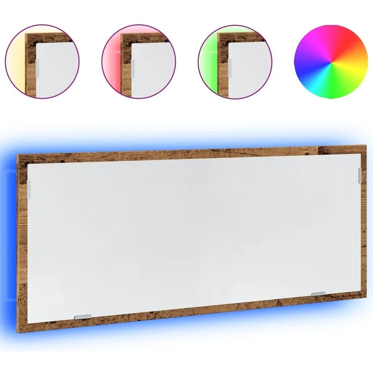 vidaXL LED-Badspiegel Altholz-Optik 100x8,5x37 cm Holzwerkstoff 856275 – Bild 1